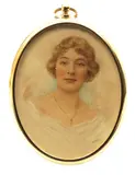 Portrait miniature of a lady, head and shoulders in white Signed Oval 68 x 51mm by Valerie Serres, watercolor, sold Dec 2015