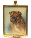 Portrait miniature of Fozay, a pug Signed with a monogram and dated 28.9.1913 62 x 48mm by Annie F. Shenton, watercolor, sold Dec 2015