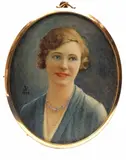 Portrait miniature of Miss Edith Burrell by Jessie Edith Prior, 1933, watercolor, sold Dec 2015