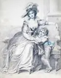 Portrait of Margaret Long and her son Signed with a monogram and by Richard Cosway, pencil, sold Dec 2015