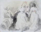 The Duke of Devonshire and Georgiana, Duchess of Devonshire and Lady Elizabeth Foster Pencil and wash 20.5 x 26cm; 8 x 10¼in Provenance: The estate of Peter J by Richard Cosway, Pencil and wash, sold Dec 2015