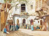 A street scene in Cairo by John Varley, Watercolour, sold Dec 2015