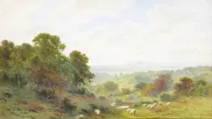 Distant downs, near Heathfield, Sussex Signed Watercolour 34 x 59cm; 13½ x 23in ++Some fox marks otherwise good condition by Roberto Angelo Kittermaster Marshall, Watercolour, sold Dec 2015