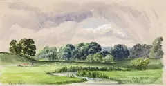 Eynesford Signed, titled and dated Aug by John Brett, Watercolour on grey paper, sold Dec 2015