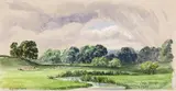 Eynesford Signed, titled and dated Aug by John Brett, Watercolour on grey paper, sold Dec 2015