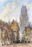 Old street, Rouen, St by Thomas Colman Dibdin, 1884, ink and watercolour, sold Dec 2015