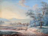 Summer landscape Bodycolour 17.4 x 22.4cm With another similar Austrian School c.1760, of a winter landscape (2) by Johann Christoph Dietzsch, watercolor, offered Dec 2015