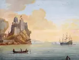A harbour scene Signed Bodycolour 12.75 x 16.25cm by Johann Conrad Kleemann, watercolor, offered Dec 2015