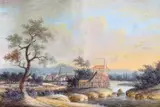 River landscape in Nuremburg with a mill Signed Bodycolour 19 x 28.25cm by Georg Christoph Gottleib von Bemmel, watercolor, offered Dec 2015