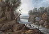 Figures fishing by a natural arch Bodycolour 16.5 x 23.75cm by Jacob Bürgi, watercolor, offered Dec 2015