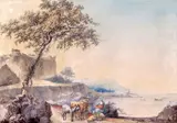A family with livestock by a lake Pen by Louis Bélanger, Pen, ink and bodycolour, offered Dec 2015
