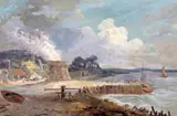 A beacon on the coast Bodycolour 29.3 x 44.3cm by John Laporte, watercolor, sold Dec 2015
