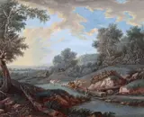 Figures by a water trough in a landscape Bodycolour 21.75 x 27cm by Jacob Bürgi, watercolor, sold Dec 2015