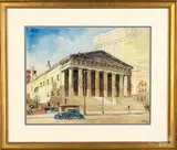 of Second Bank of the United States by John Dull, watercolor, sold Jun 2019
