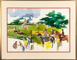 steeplechase scene by Cecile Johnson, watercolor, sold Jun 2019