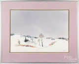 winter landscape by Jean-Luc Messin, watercolor, offered Jun 2019