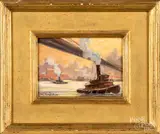 Brooklyn Bridge by Bela De Tirefort, oil on board, sold Jun 2019