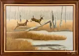 works of moose and deer by Beth Parcell, oil on board, sold Jun 2019