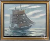 coastal scene by Victor Shearer, oil on canvas, sold Jun 2019