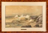 coastal scene by Edmund Darch Lewis, watercolor, sold May 2019