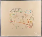 abstract by Nancy Graves, color engraving, sold May 2019