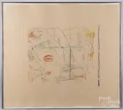 abstract by Nancy Graves, color engraving, sold May 2019