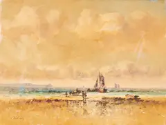 Ship by Laszlo Ritter, oil on canvas (unstretched), sold Jan 2022