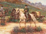 Pioneers by Wendell Hall, oil on canvas (unstretched), sold Jan 2022