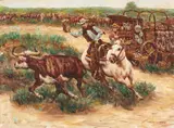 Rancher by Wendell Hall, oil on canvas (unstretched), sold Jan 2022