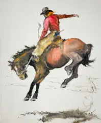 Western by Pál Fried, oil on canvas (unstretched), sold Jan 2022