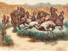 Western Scene by Wendell Hall, oil on canvas (unstretched), sold Jan 2022