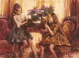 Two Young Girls by Wendell Hall, oil on canvas (unstretched), sold Jan 2022
