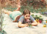 Girl in the Park by Wendell Hall, oil on canvas (unstretched), sold Jan 2022