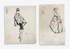 Two Sketches by Joe Eula, c. 1965, graphite, ink, and watercolor on paper, sold Feb 2022