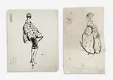 Two Sketches by Joe Eula, c. 1965, graphite, ink, and watercolor on paper, sold Feb 2022