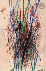 Composition by Bernard Quentin, 1951, Gouache, sold Sep 2023