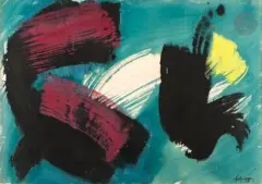 Composition by Gérard Ernest Schneider, 1962, Gouache et encre de Chine sur papier marouflé sur toile, sold Sep 2023