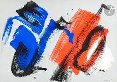 Composition by Gérard Ernest Schneider, 1970, Acrylique et gouache sur papier, sold Sep 2023