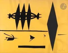 Composition by Wifredo Lam, 1952, Collage, sold Sep 2023