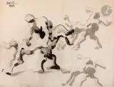 Étude pour Rescue by Jacques Lipchitz, 1939, Encre et lavis d’encre sur traits de crayons, sold Sep 2023