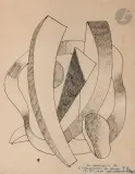 Composition - Étude de fleur by Fernand Léger, vers 1939, Encre de Chine et crayon (dessin double face), sold Sep 2023