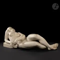 La Source by Eugène-Henri Duler, 1945, Plâtre original ; peint, sold Sep 2023