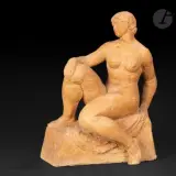 Nu assis by Eugène-Henri Duler, 1935, Terre cuite originale, sold Sep 2023