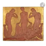 Les Trois Grâces, 1936-38 by Jean Terzieff, Panneau décoratif en haut-relief, sold Sep 2023
