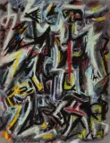 Baladins by André Masson, 1947, Pastel sur papier gris, sold Sep 2023