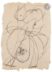Femme by Joan Miró, 1978, Crayon et encre de Chine sur papier Japon, sold Sep 2023