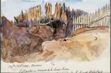 Palissade en avant de la Demi-lune, Caponnière de la lunette Saint-Laurent by Auguste Raffet, Mine de plomb, aquarelle annotée et datée "15, sold Mar 2014