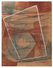 Composition abstraite, circa 1946-1948 by Serge Poliakoff, Fusain, sanguine, craie et gouache sur papier, sold Mar 2021