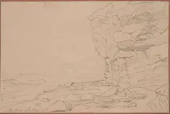 Les falaises de Bulbjerg, Danemark by Anton Melbye, 1867, Crayon noir sur papier, sold Feb 2021