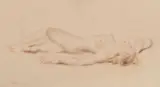 Nue allongé by Vladimir Rozmainski, Fusain et sanguine sur papier, sold Feb 2021